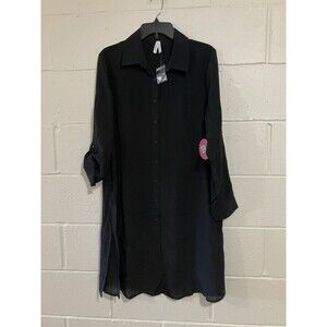 Live 4 Truth Maternity Roll Tab Button Long Sleeve Top Camisole Tunic - XL Black